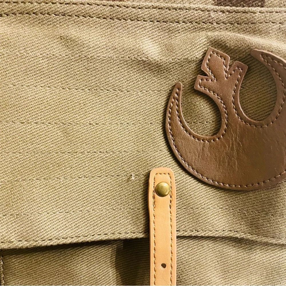 Loungefly Star Wars Rebel Olive Green Canvas Backpack with Brown Accents - Picture 3 of 13